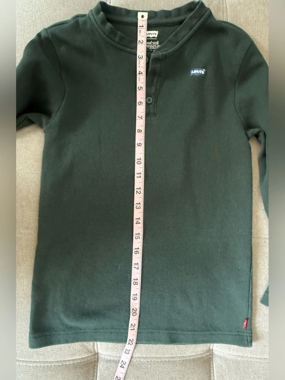 Levi's Forest Green Waffle Henley Sz LG 12-13yrs